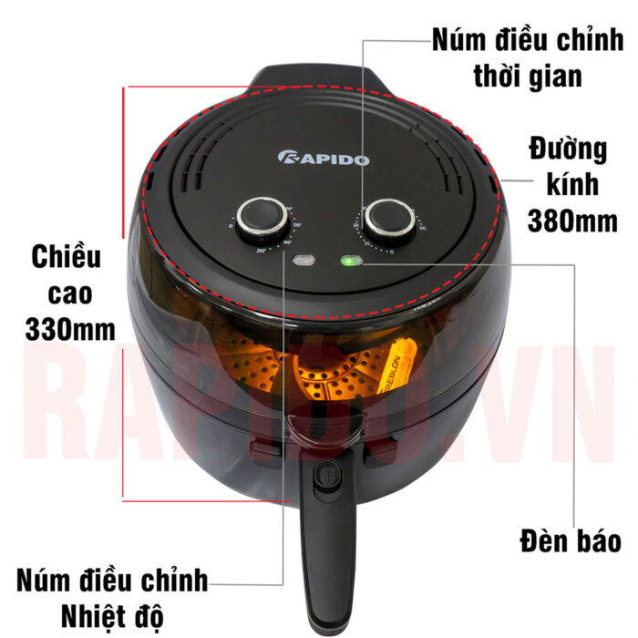 Nồi chiên không dầu Rapido RAF6.5M2 6.5 lít cơ - Ảnh 4