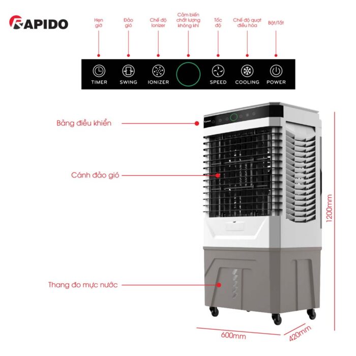 Quạt điều hòa RAPIDO Lucky 9000D - Ảnh 3