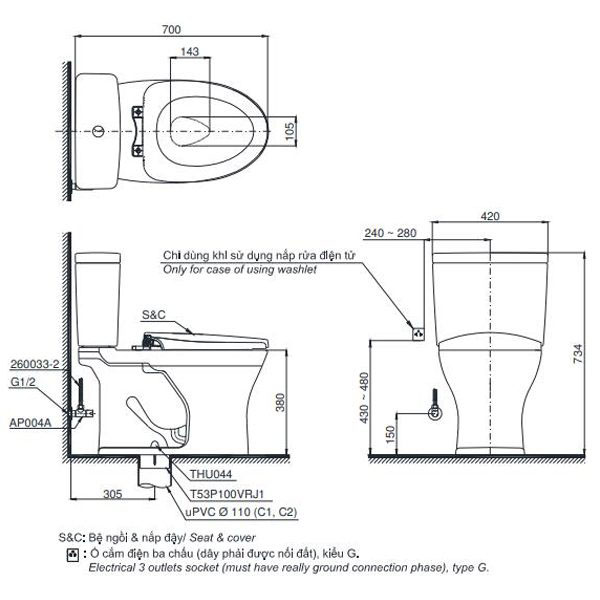 TOTO CS735DW11 - Bồn cầu thông minh nắp rửa điện tử TCF4911Z 1 ban-ve-bon-cau-ToTo-2-khoi-CS735DW11