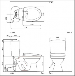 INAX C-306VPTN - Bồn cầu 2 khối nắp êm