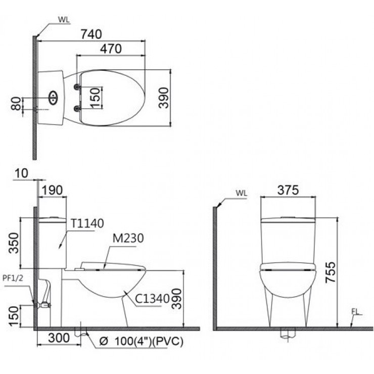 CAESAR CD1340 TAF050 - Bồn cầu thông minh nắp rửa cơ
