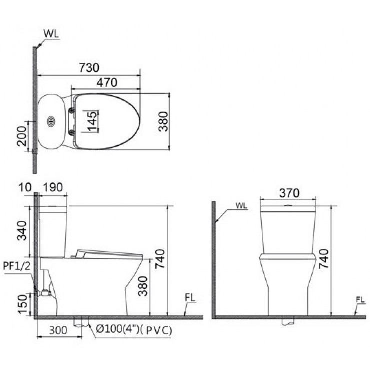 CAESAR CD1341 TAF400H - Bồn cầu thông minh nắp rửa điện tử