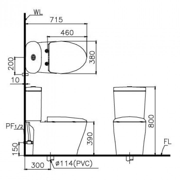 CAESAR CD1348 TAF050 - Bồn cầu thông minh nắp rửa cơ