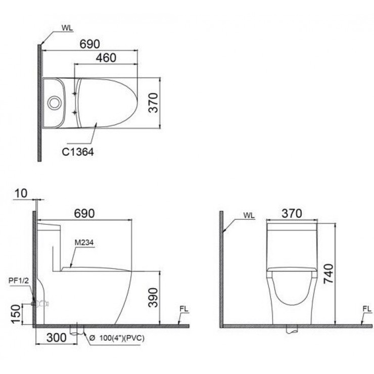 CAESAR CD1364 TAF400H - Bồn cầu thông minh nắp rửa điện tử