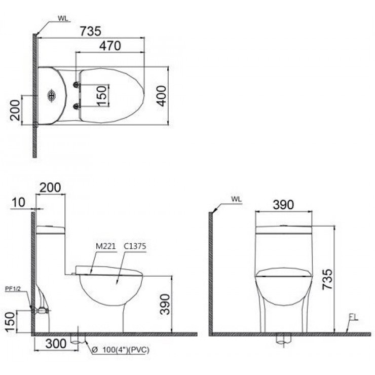 CAESAR CD1375 TAF400H - Bồn cầu thông minh nắp rửa điện tử