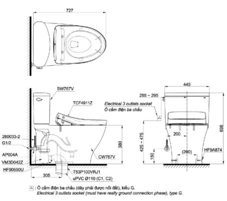 TOTO CS767RW11 - Bồn cầu thông minh nắp rửa điện tử TCF4911Z 1 TOTO CS767RW11 - Bồn cầu thông minh nắp rửa điện tử TCF4911Z