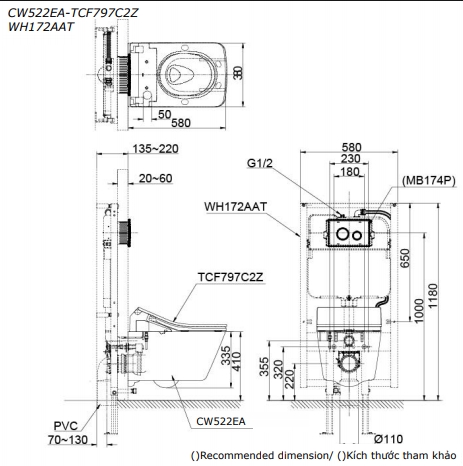 TOTO CW522EA TCF797C2Z WH172AAT - Bồn cầu thông minh nắp rửa điện tử