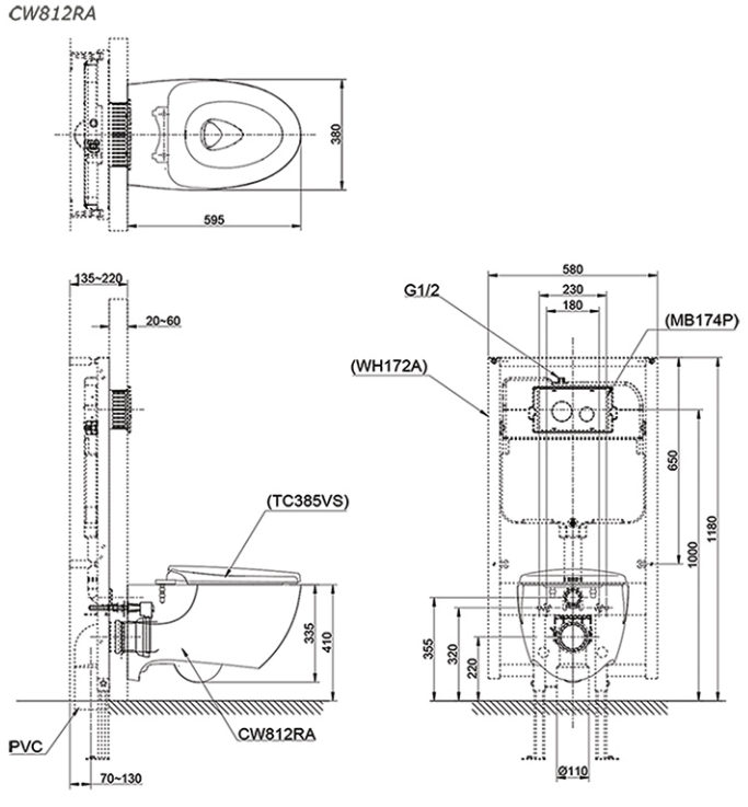 TOTO CW812RA TC811SJ - Bồn cầu treo tường nắp êm 1 TOTO CW812RA TC811SJ - Bồn cầu treo tường nắp êm