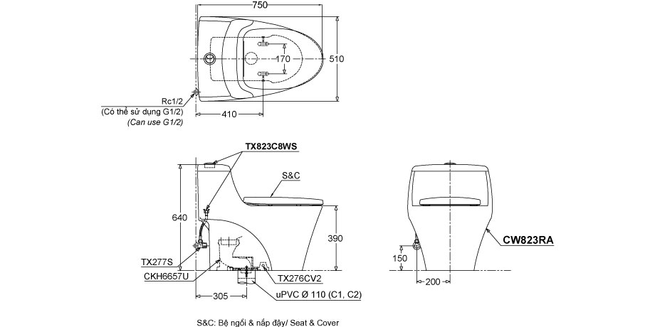 TOTO CW823RAW11 - Bồn cầu thông minh nắp rửa điện tử TCF4911Z 1 TOTO CW823RAW11 - Bồn cầu thông minh nắp rửa điện tử TCF4911Z
