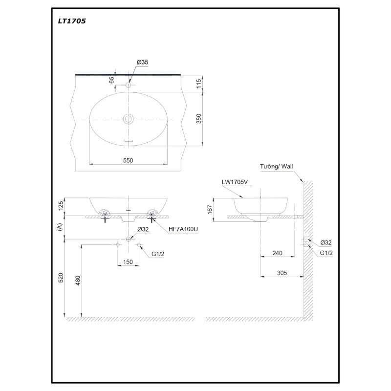 TOTO LT1705 - Chậu lavabo đặt bàn