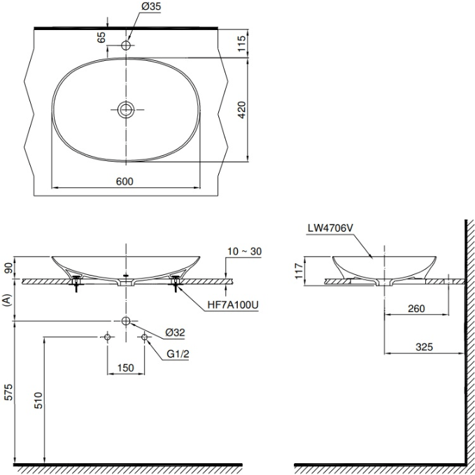TOTO LT4706MT - Chậu lavabo đặt bàn