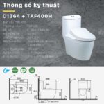 Bồn cầu thông minh CAESAR C1364F TAF400H (CD1364) nắp rửa điện tử - Ảnh 3