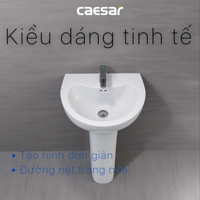 Chậu lavabo treo tường CAESAR L2150 P2445 chân dài - Ảnh 7