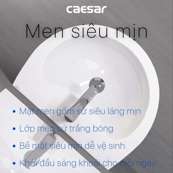 Chậu lavabo treo tường CAESAR L2150 P2445 chân dài - Ảnh 8