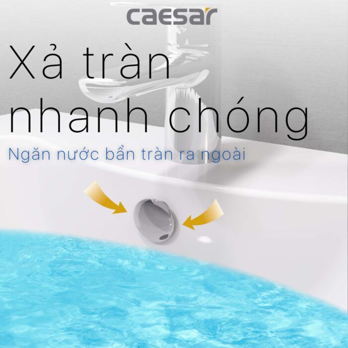Chậu lavabo treo tường CAESAR L2150 P2445 chân dài - Ảnh 9