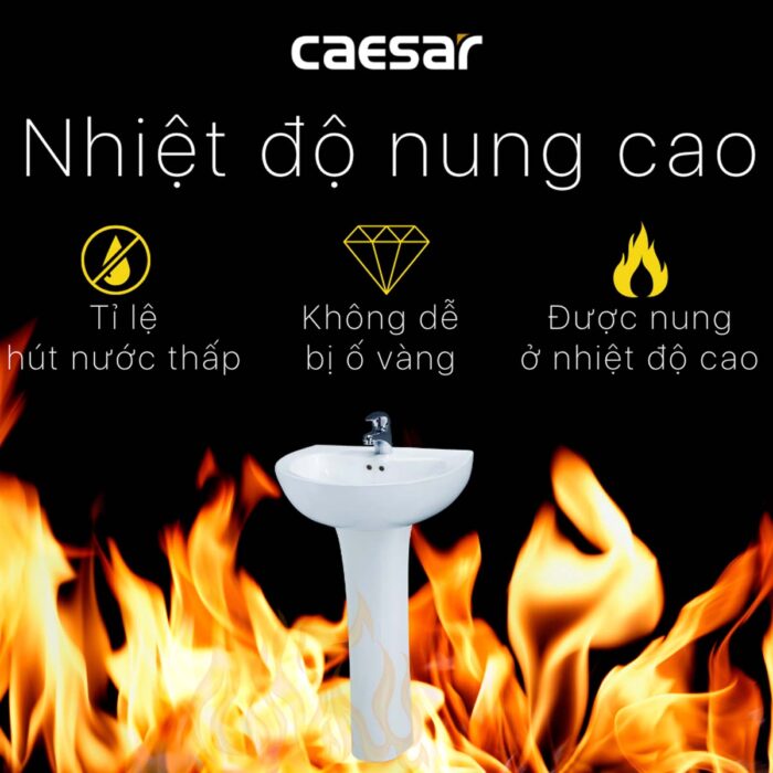 Chậu lavabo treo tường CAESAR L2150 P2445 chân dài - Ảnh 10