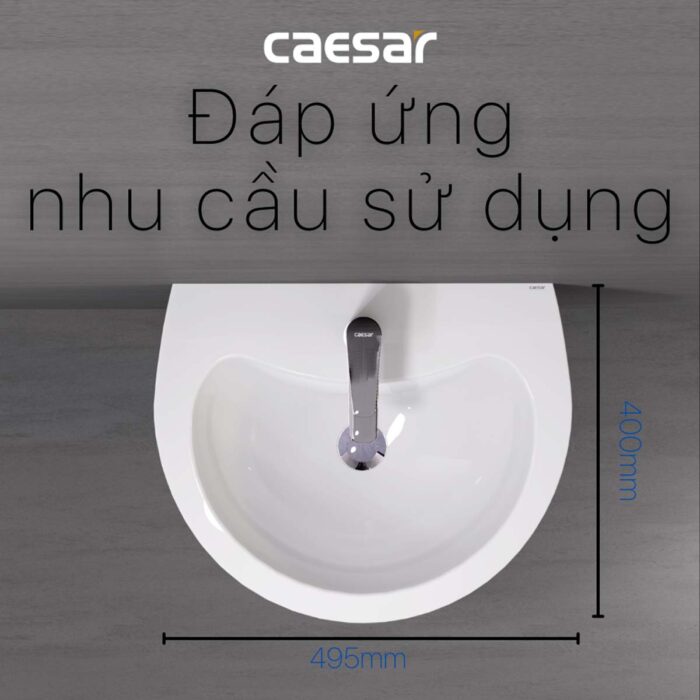Chậu lavabo treo tường CAESAR L2150 P2445 chân dài - Ảnh 11