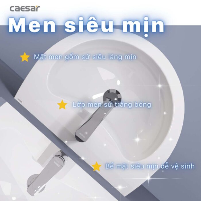 Chậu lavabo treo tường Caesar L2150 P2443 chân lửng - Ảnh 9