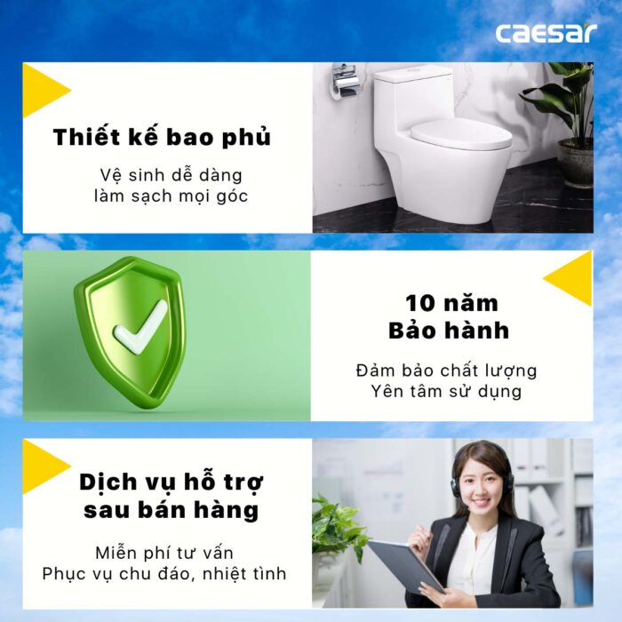 Bồn cầu thông minh CAESAR C1356F TAF400H (CD1356) nắp rửa điện tử - Ảnh 7