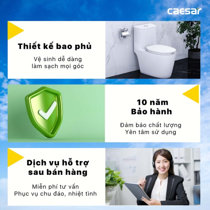 Bồn cầu thông minh CAESAR C1364F TAF400H (CD1364) nắp rửa điện tử - Ảnh 7