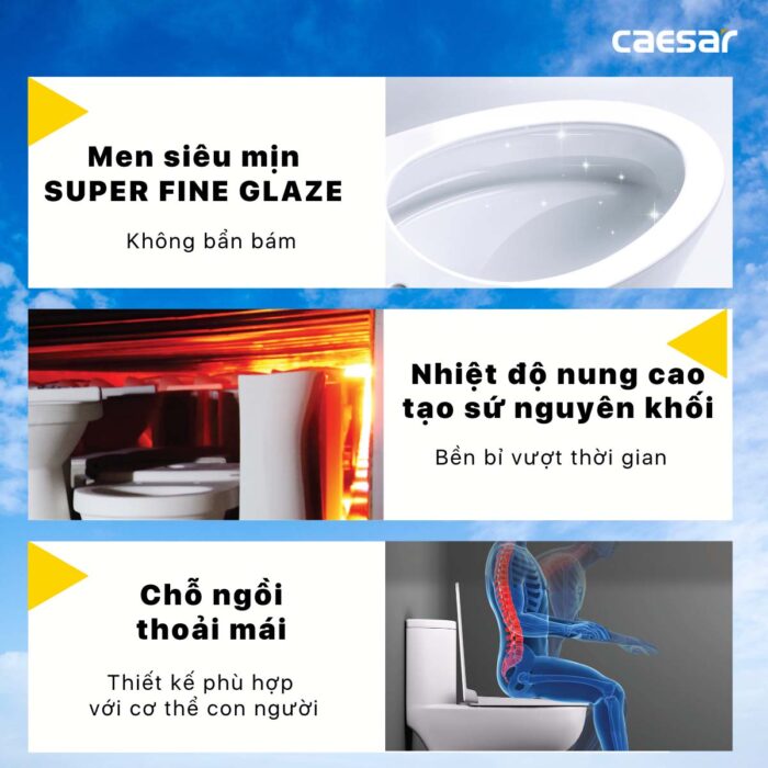 Bồn cầu thông minh CAESAR C1375F TAF400H (CD1375) nắp rửa điện tử - Ảnh 7