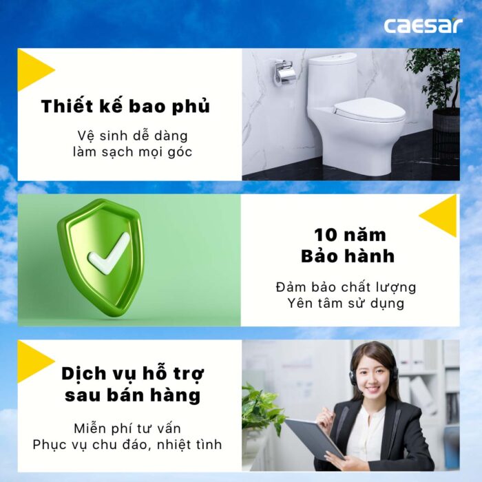 Bồn cầu thông minh CAESAR C1375F TAF400H (CD1375) nắp rửa điện tử - Ảnh 6