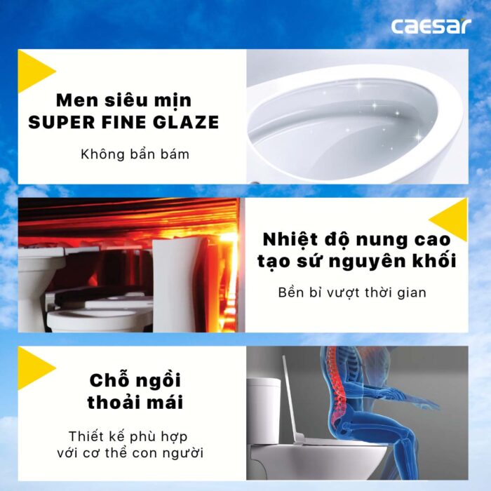 Bồn cầu thông minh CAESAR CD1320 TAF400H nắp rửa điện tử - Ảnh 6