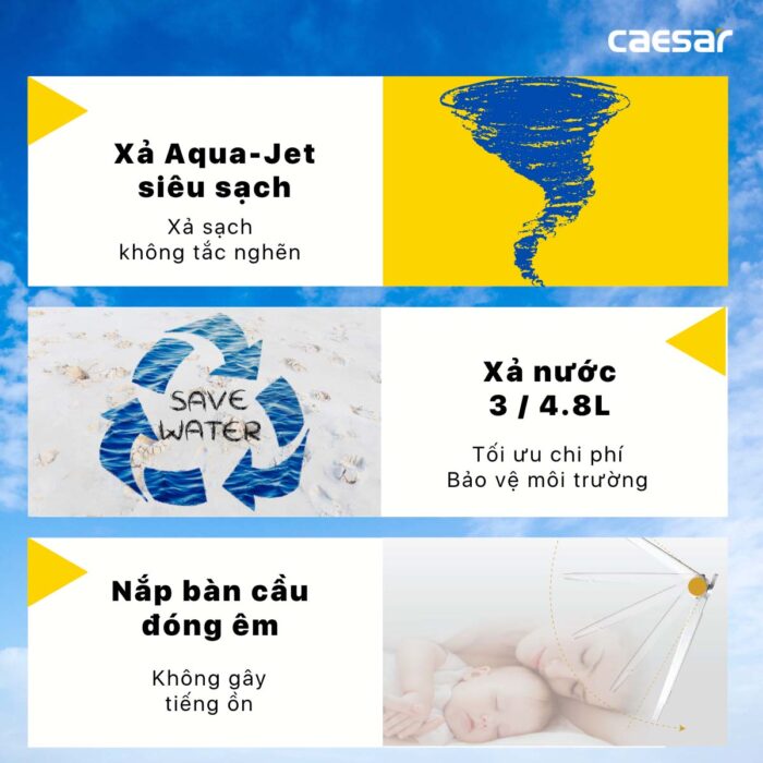 Bồn cầu thông minh CAESAR CD1340 TAF400H nắp rửa điện tử - Ảnh 7