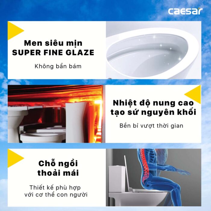 Bồn cầu thông minh CAESAR CD1340 TAF400H nắp rửa điện tử - Ảnh 6