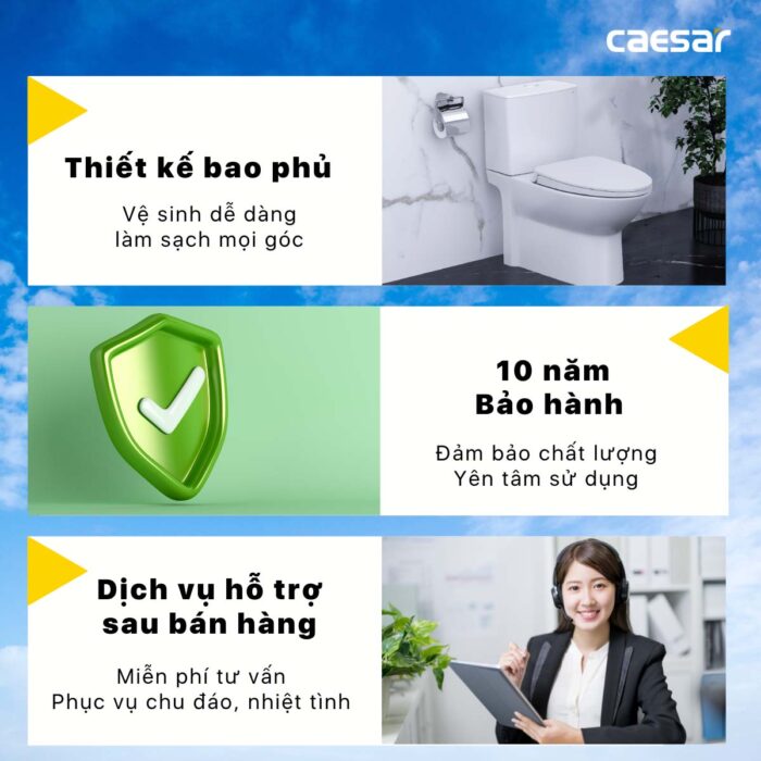 Bồn cầu thông minh CAESAR CD1340 TAF400H nắp rửa điện tử - Ảnh 5