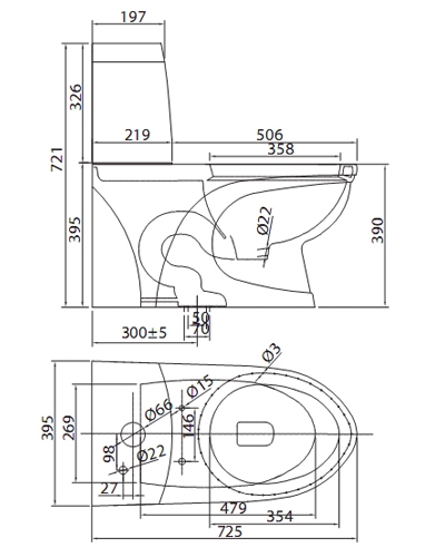 VIGLACERA V39 V39M - Bồn cầu 1 khối nắp êm