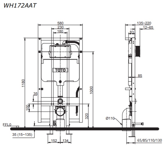 TOTO WH172AAT - Két nước bồn cầu âm tường
