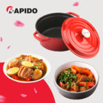 Bộ nồi Rapido RK202224 3 món gang đúc tráng men - Ảnh 4