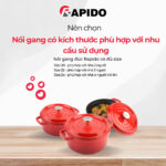 Bộ nồi Rapido RK202224 3 món gang đúc tráng men - Ảnh 6