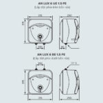 Bản vẽ kỹ thuật Bình nóng lạnh ARISTON ANDRIS AN LUX 6 UE BE (CẤP TRÊN DƯỚI) BẾP 6L lít gián tiếp
