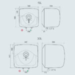 Bản vẽ kỹ thuật Bình nóng lạnh ARISTON BLU 15 30 R 15L 30L lít vuông gián tiếp 2.5FE 2500W