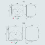 Bản vẽ kỹ thuật Bình nóng lạnh ARISTON VITALY 15L 30L lít vuông gián tiếp 2.5FE 2500W