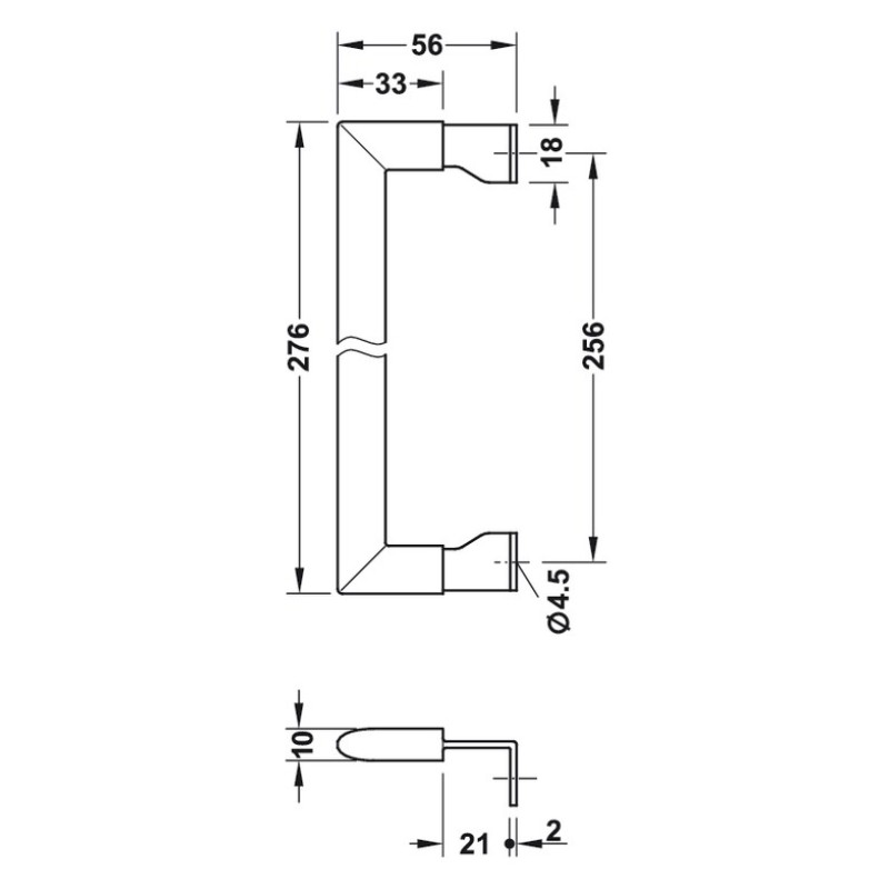 Bản vẽ kích thước Tay nắm tủ HAFELE 103.98.456 