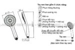 Bản vẽ kĩ thuật Tay sen tắm INAX BF-SC9 (-9C) 4 chế độ