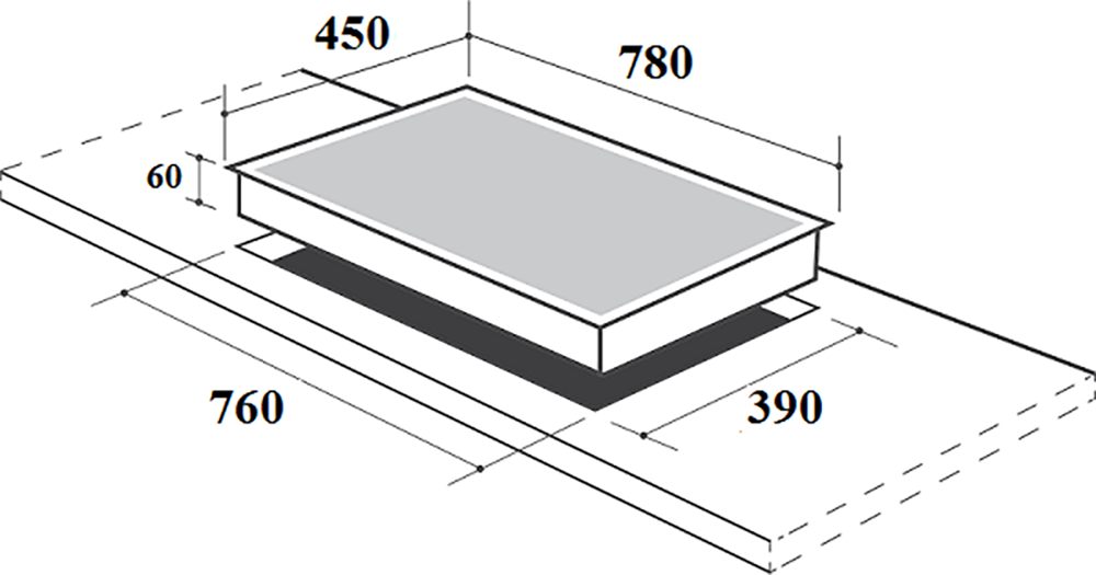 Bản vẽ kích thước Bếp điện từ ba CANZY CZ ML86GB