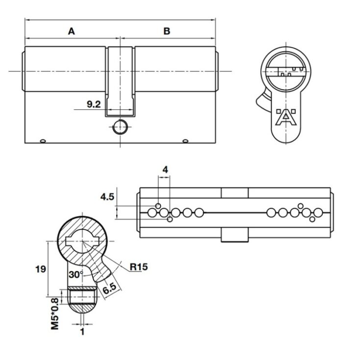 Ruột khóa cửa HAFELE 489.56.000 489.56.002 489.56.001 325mm 355mm - Ảnh 2