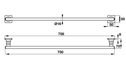 Bản vẽ kích thước Thanh vắt khăn HAFELE 580.41.411