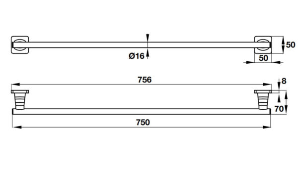 Bản vẽ kích thước Thanh vắt khăn HAFELE 580.41.411
