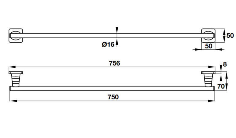Bản vẽ kích thước Thanh vắt khăn HAFELE 580.41.411