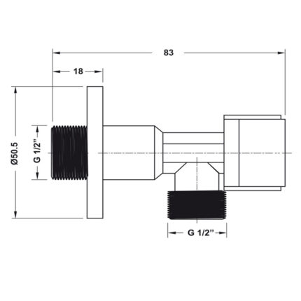Bản vẽ kích thước Van khóa T chia nước HAFELE 495.61.250