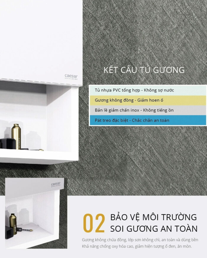 Tủ gương CAESAR EM01100V treo tường - Ảnh 7