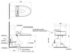 TOTO CS769DRW14 - Bồn cầu thông minh nắp rửa điện tử TCF24410AAA 1 Bản-vẽ-kích-thước-TOTO-CS769DRW14---Bồn-cầu-2-khối-nắp-Rửa-Điện-Tử-TCF24410AAA