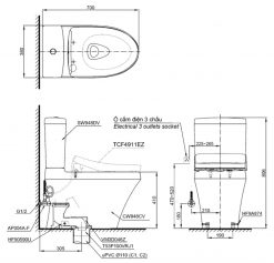 TOTO CS948CDW12 - Bồn cầu 2 khối nắp rửa diện tử TCF4911EZ 1 TOTO CS948CDW12 - Bồn cầu 2 khối nắp rửa diện tử TCF4911EZ
