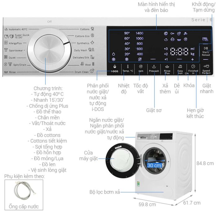 Máy giặt BOSCH WGG254A0SG 10kg serie 6 - Ảnh 3