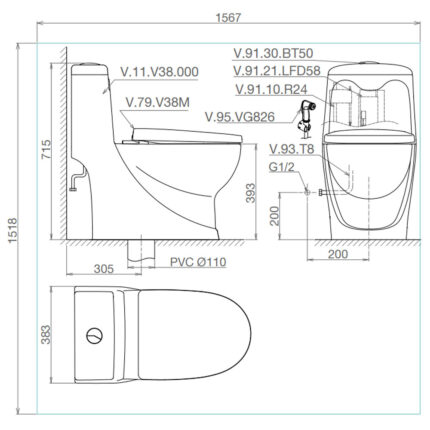 Bản-vẽ-kĩ-thuật-Bồn-cầu-1-khối-VIGLACERA-V38-V38M-nắp-êm
